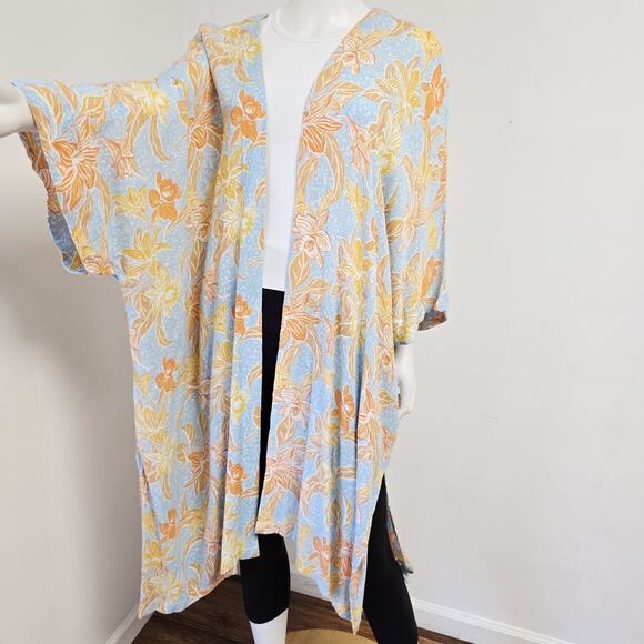 Roxy Kimono Duster Size M/L Tropical Floral Short Sleeve Bohemian Festival NWT - Picture 4 of 11